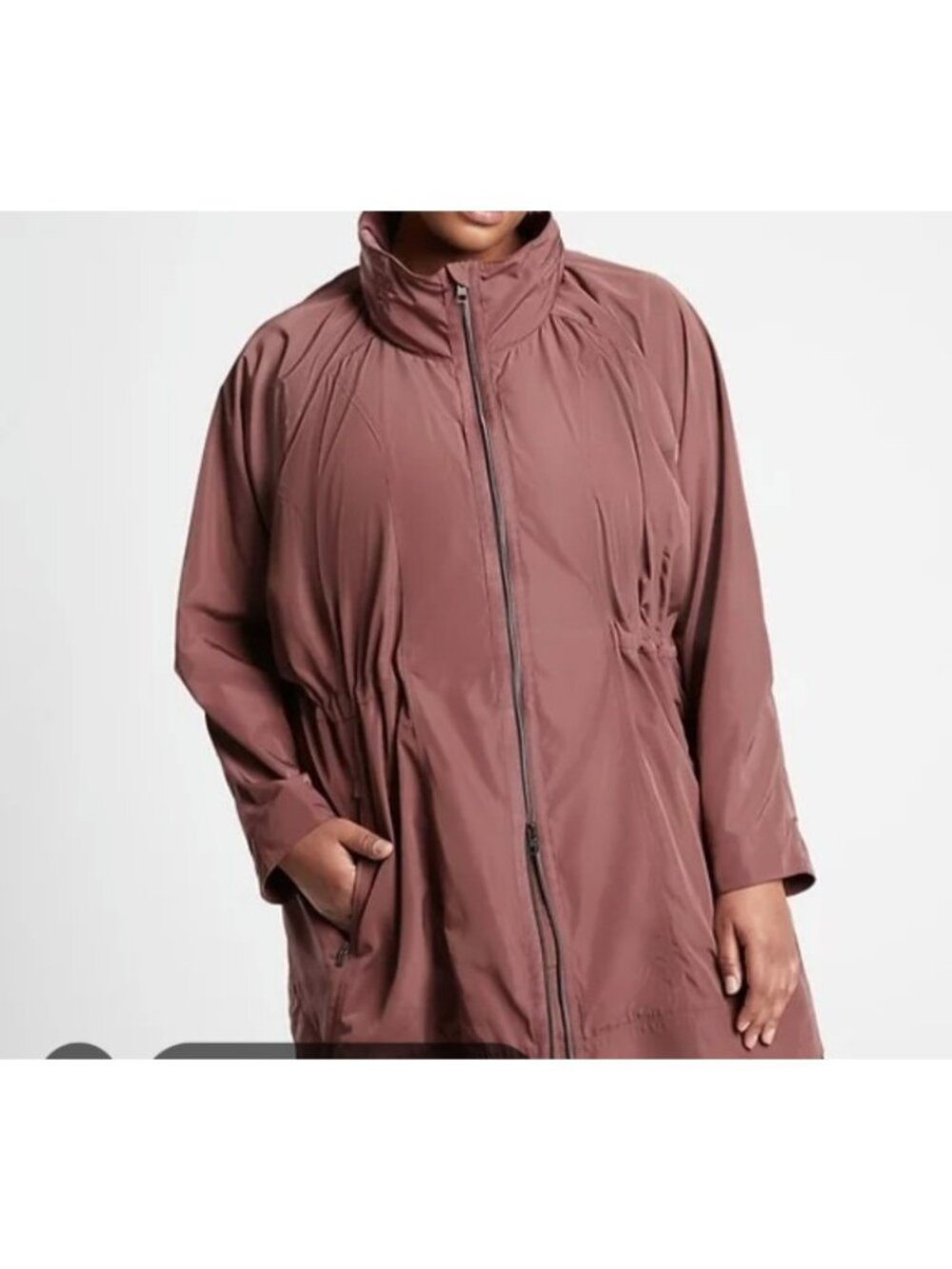Athleta Dusty Rose Drip Drop Lightweight Jacket Size XL Hooded Pockets XL